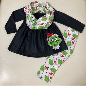 Grinch Christmas 🎄 cute scarf pants set